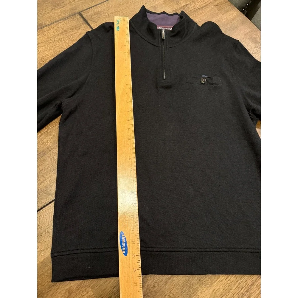 Ted Baker London Mens Black Quarter Zip Pullover Textured Sweater Size 5 XL